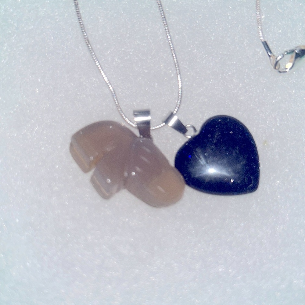 Boho hippie Chalcedony Elephant and Blue Goldstone Sterling Silver 24” Necklace